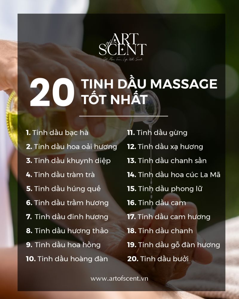 20 loại tinh dầu massage mát xa tốt nhất